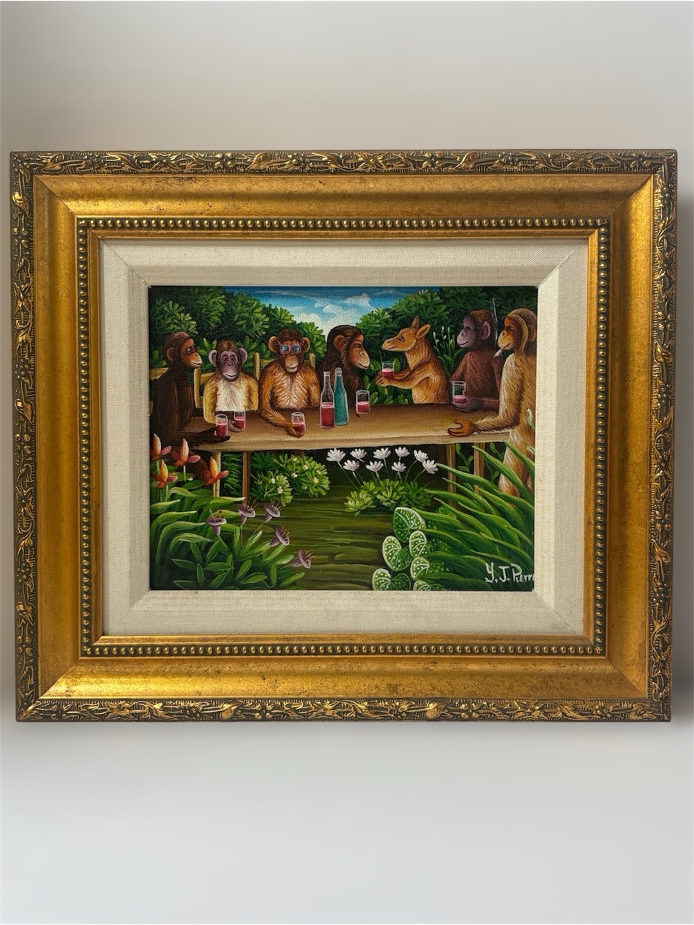 Vintage signed Y. J. Pierre Haitian Fine Art Oil Painting